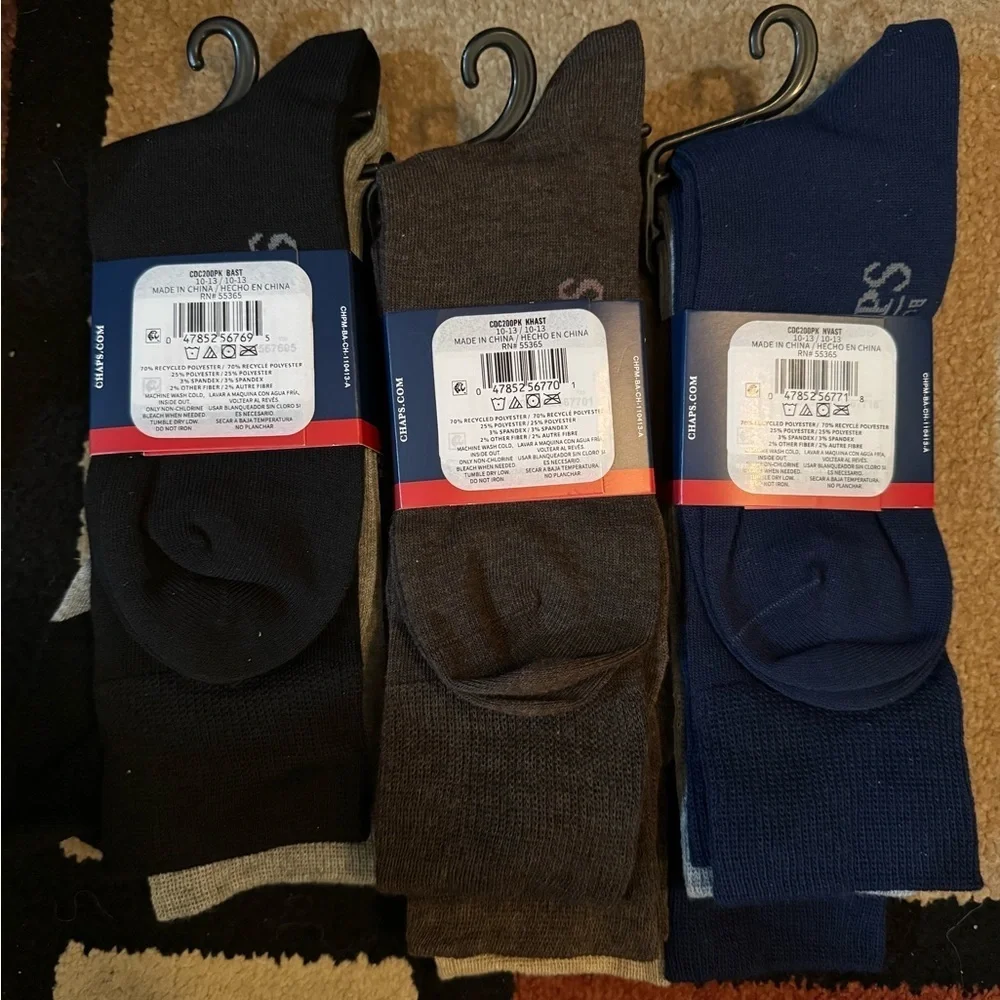 3 Chaps Classic Dress Argyle Crew Socks 3-Pair Pack Blue, Black, Brown